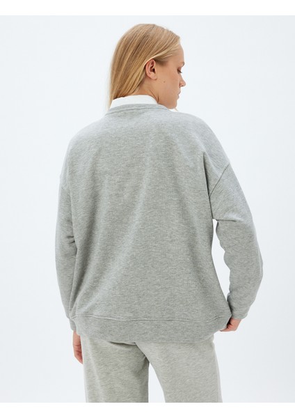 Basic Sweatshirt Bisiklet Yaka Uzun Kollu Rahat Kalıp