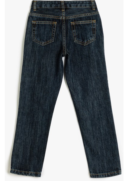 Kot Pantolon Düz Paça Normal Bel - Straight Jean Beli Ayarlanabilir Lastikli fiyatları