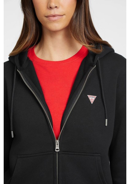 Kadın Gj Mini Yama Fermuarlı Sweatshirt - Siyah modelleri