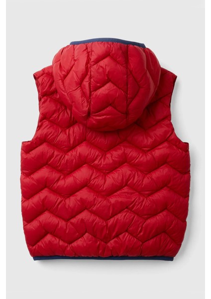 Erkek Bebek Sol Göğsü Logo Işlemeli Kapüşonlu Yüksek Yaka Yelek - Kırmızı fiyatları