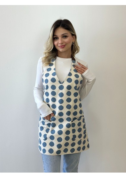 Çok Renkli Pamuklu Puantiyeli Su İtici Kadın Önlük, 65x62 cm