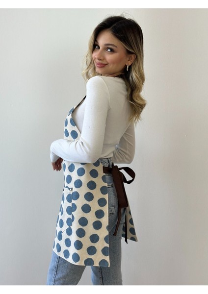 Çok Renkli Pamuklu Puantiyeli Su İtici Kadın Önlük, 65x62 cm fırsatları