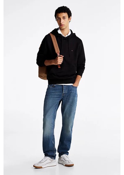 Erkek Essentıal Nakışlı Logo Kapüşonlu Sweatshirt - Siyah modelleri