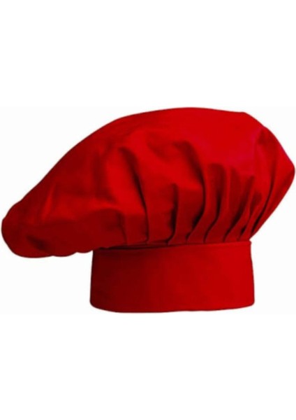 Kırmızı Aşçı Şapkası, şık ve rahat mutfak aksesuarı, polyester malzeme