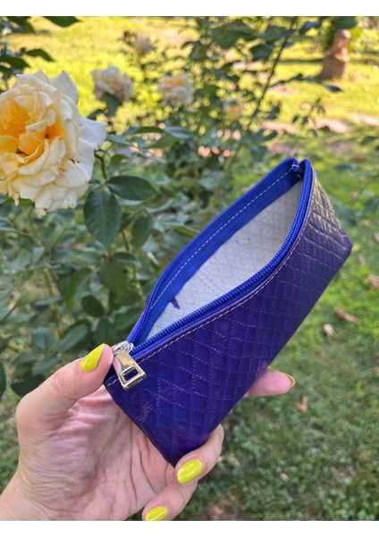 Solo Model Mor Kapitone Rugan Hakiki Deri Kalemlik /mini Makyaj Çantası fırsatları