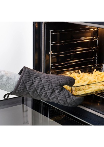 Siyah 33 cm Mutfak Fırın Eldiveni, Pratik ve Şık Tasarım, Pamuk Polyester Malzeme fiyatları