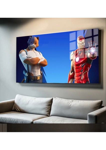 Süper Kahramanlar Yapay Zeka Destekli, 3D Dekoratif Baskı Yatay Cam Tablo 388