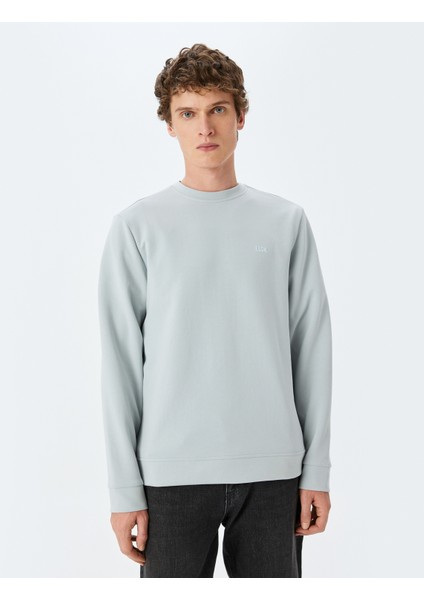 Bisiklet Yaka Basic Pamuk Karışımlı Minimal Baskılı Sweatshirt modelleri