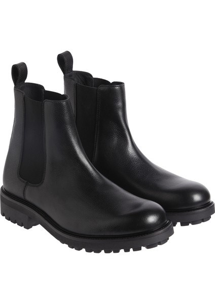 Calvin Klein Deri Siyah Erkek Bot Chelsea Boot Pb