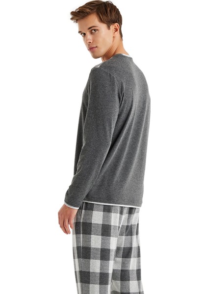 Antrasit Melanj Erkek Pijama Takımı 40602 fırsatları