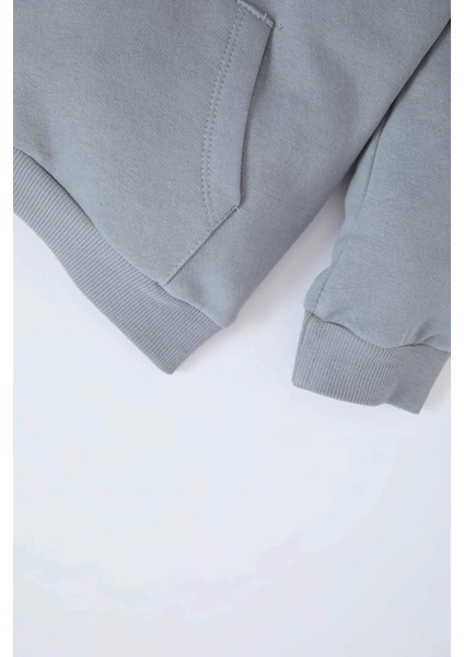 Erkek Bebek 2'li Takım Bisiklet Yaka Baskılı Sweatshirt Beli Lastikli Eşofman Altı D7649A524WN