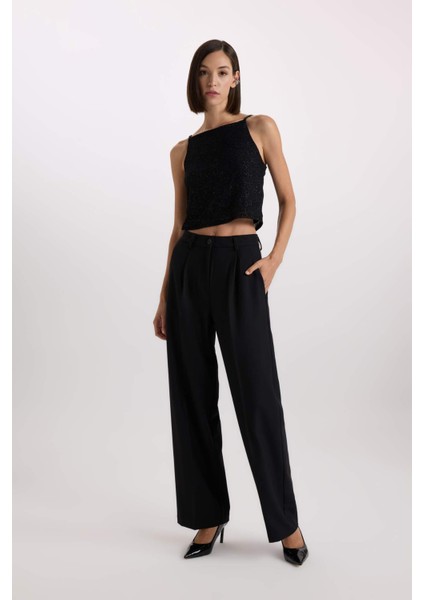 Slim Fit Dar Kesim Tül Askılı Bluz D9844AX24AU