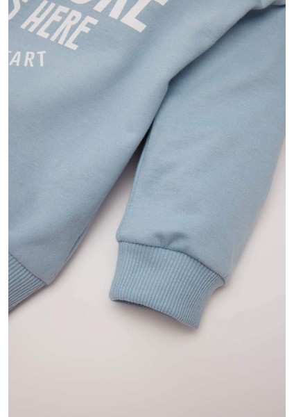 Erkek Bebek Gömlek Yaka Baskılı İçi Yumuşak Tüylü Sweatshirt D6758A524WN