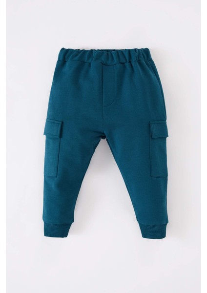 Erkek Bebek 2'li Takım Bisiklet Yaka Baskılı Sweatshirt Beli Lastikli Kargo Cepli Eşofman Altı D7663A524WN fiyatları
