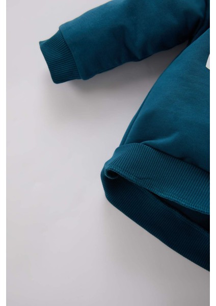 Erkek Bebek 2'li Takım Bisiklet Yaka Baskılı Sweatshirt Beli Lastikli Kargo Cepli Eşofman Altı D7663A524WN indirimleri