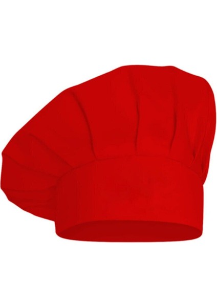 Ayarlanabilir Kırmızı Aşçı Şapkası, rahat ve şık tasarım, kumaş materyal