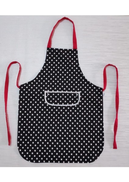 Kırmızı Siyah Puantiyeli Erkek Mutfak Önlüğü, Cepli, Şık ve Rahat Tasarım