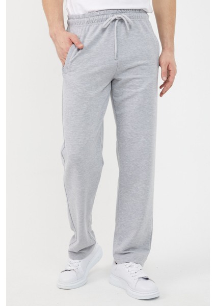 Gri Erkek Düz Paça Cep Fermuar Detaylı Rahat Kesim Eşofman Altı fiyatları