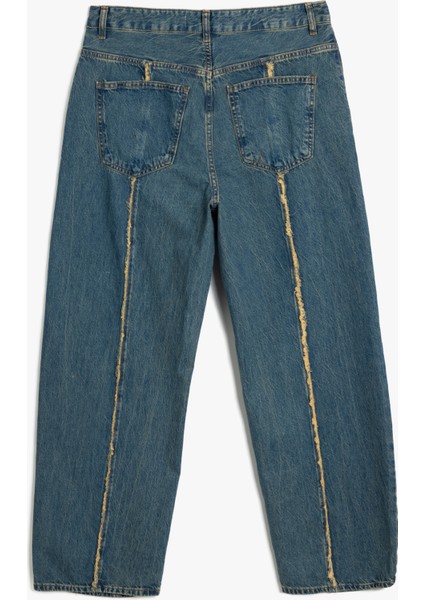 x Inji - Rahat Kalıp Dikiş Detaylı Cepli Düğmeli Balon Fit Kot Pantolon fiyatları