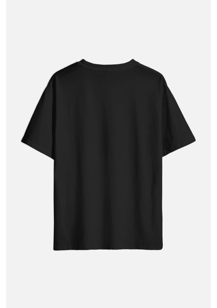 Vintage Logo Anarchy Symbol Anarşi Minimal Baskılı Siyah Oversize T-Shirt modelleri