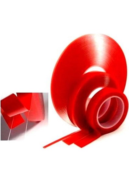 Çift Taraflı Akrilik Silikonize Bant 18 mm x 2 Metre Kırmızı Vhb indirimleri