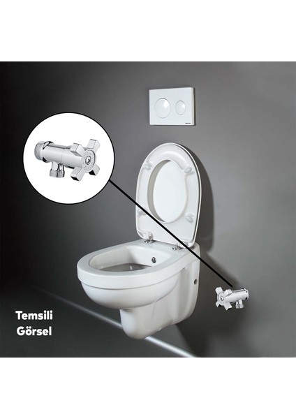 Ara Musluk Klozet Alafranga Flex Hortum Bağlantı Çevirmeli Taharet Musluğu Metal Rezervuar Wc
