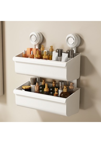 Yuekeda-Duvara Monte Banyo Depolama Rafı 2 Katlı, 28,3 x 12,4 x 18,4cm (Yurt Dışından)