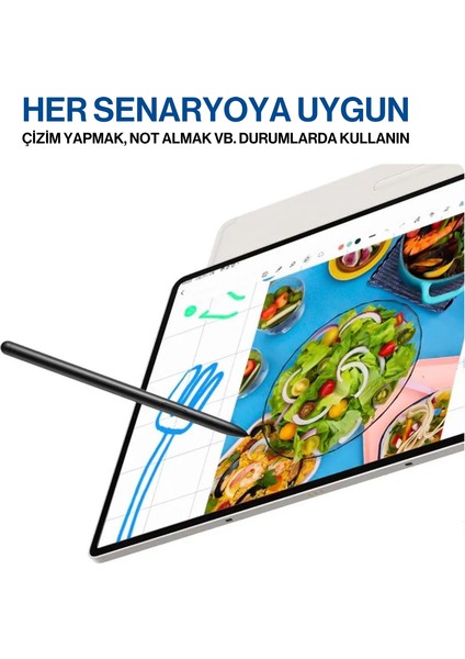 Samsung Galaxy Tab S9/s9 Plus/s9 Ultra Uyumlu S Pen Dokunmatik Stylus Kalem ve Yedek Uç