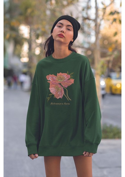 Yeni Sezon Çiçek Baskılı Oversize Sweatshirt 22965