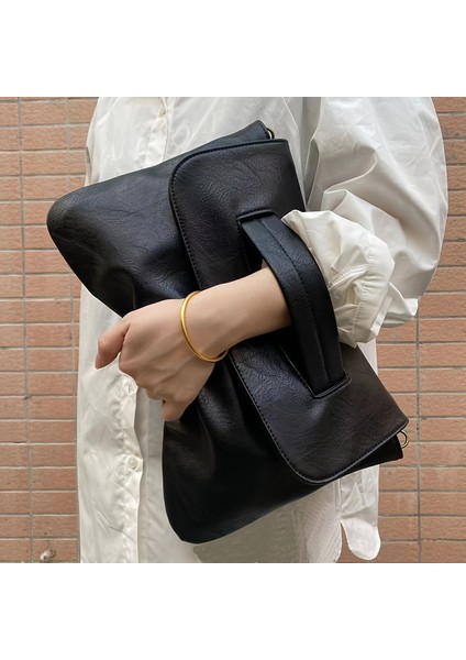 Klasik Retro Düz Renk Clutch Cüzdan, Büyük Kapasiteli Kadın El Çantası (Yurt Dışından)