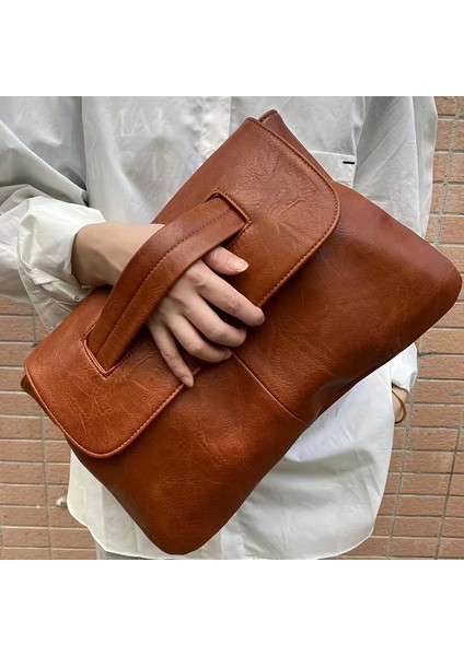 Klasik Retro Düz Renk Clutch Cüzdan, Büyük Kapasiteli Kadın El Çantası (Yurt Dışından)