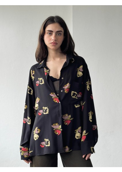 Tasarım Boyfriend Vintage Desen Gömlek Kadın Çok Renkli modelleri