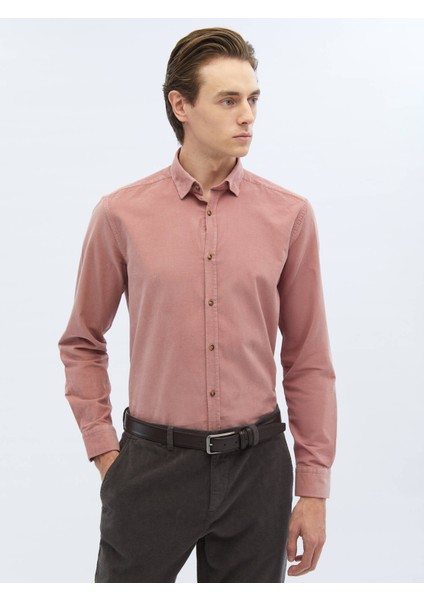 Pembe Fitilli Regular Fit Dokuma Kadife Casual %100 Pamuk Gömlek modelleri