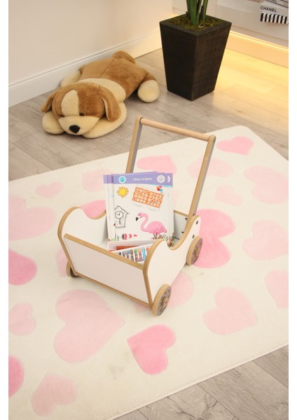 Ahşap Beyaz Oyuncak Bebek Arabası modelleri