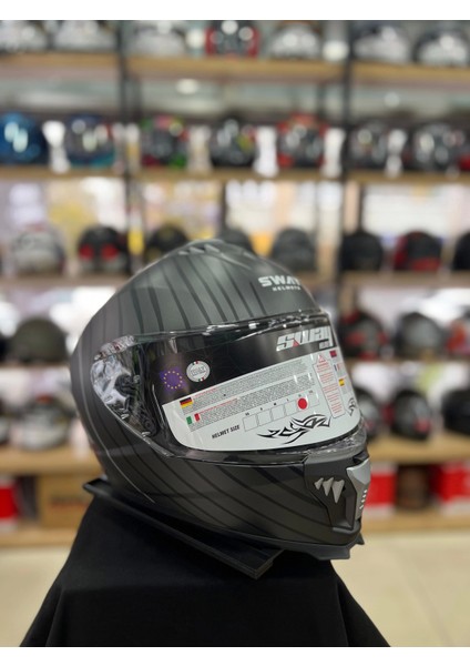 Sw 865 Space Black White Full Face Motosiklet Kask