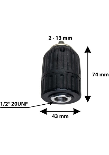 530251 Anahtarsız Plastik Mandren 2-13 mm 1/2" - 20 Unf