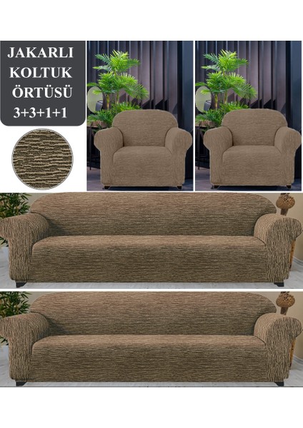 Koltuk Örtüsü 3+3+1+1 Takımı Lastikli Esnek Yıkanabilir Çekyat Kanepe Kılıfı