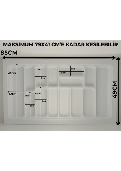 85X49 Cm. Beyaz Kaşıklık ve Kepçelik 2'li Set (79X41 Cm'e Kadar Kesilebilir) indirimleri