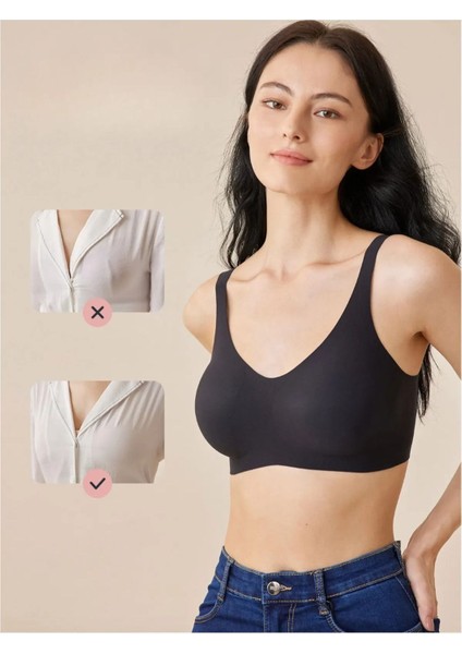 Dikişsiz Pedli Yumuşak Iz Yapmaz Lazer Kesim Balensiz Push Up Toparlayıcı Invisible Görünmez Sütyen