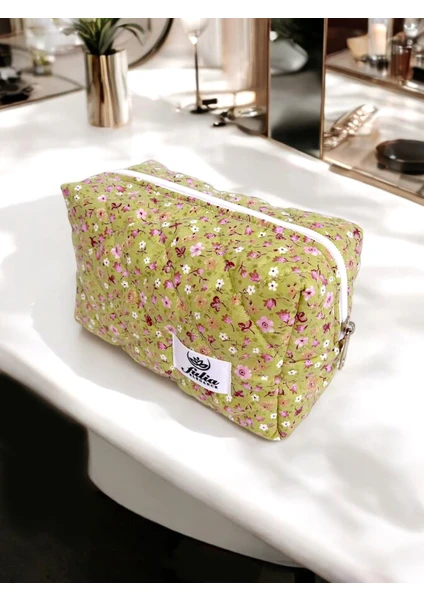 Kapitone Makyaj Çantası - Makeup Bag - Bakım Seyahat Kozmetik Çantası - Vera