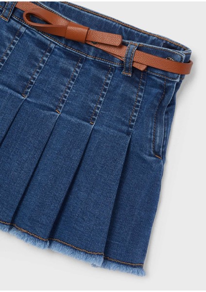 Kız Çocuk Kemerli Denım Etek - Mavi modelleri