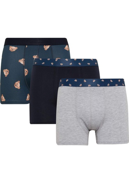 Regular Fit Hayvan Baskılı 3'lü Boxer E0034AX24WN