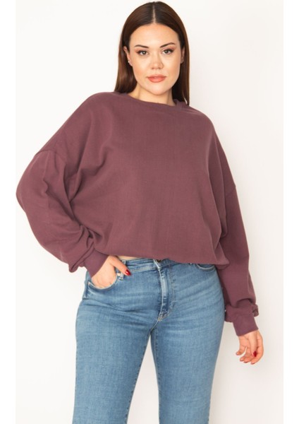 Kadın Renkli 3 Iplik Içi Şardonlu Etek Ucu Lastikli Sweatshirt