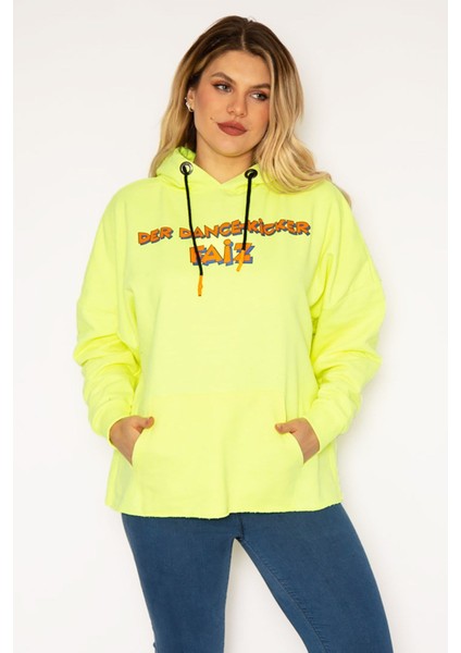 Kadın Fosfor Dijital Baskılı Kapşonlu Sweatshirt 65N35162 fiyatları