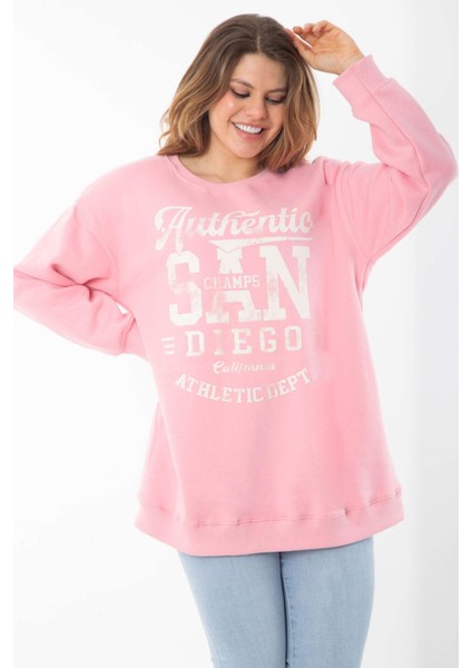 Kadın Büyük Beden Füme Içi Şardonlu Üç Iplik Kapşonlu Sweatshirt 65N37292