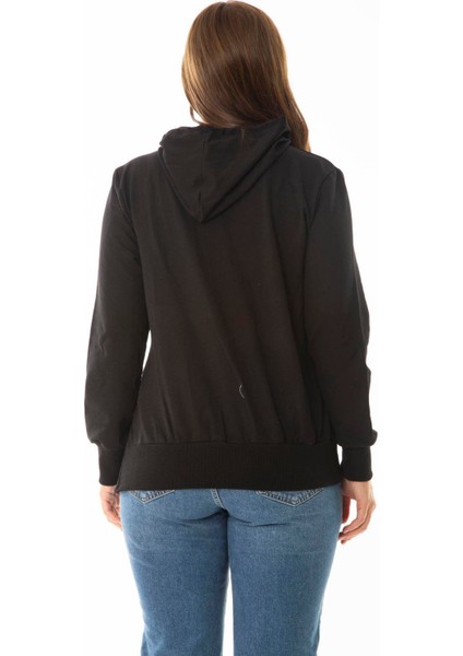 Kadın Büyük Beden Oranj Taş ve Baskı Detaylı Kapşonlu Yan Yırtmaçlı Sweatshirt 65N36867 indirimleri