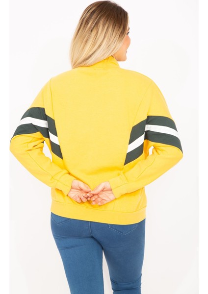 Kadın Pembe 2 Iplik Kumaş Ön Fermuar ve Şerit Detaylı Sweatshirt 65N35299 indirimleri