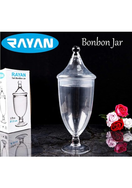 Bonbon Jar Tall Ayaklı Fanus Şekerlik 33 Cm