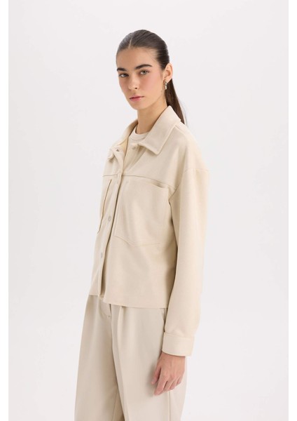 Crop Çıtçıtlı Cepli Süet Gömlek Ceket B2983AX24WN modelleri