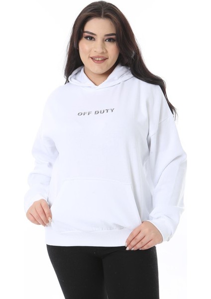 Kadın Büyük Beden Beyaz Iki Iplik Içi Şardonlu Arka Baskılı Sweatshirt 65N38624 fiyatları
